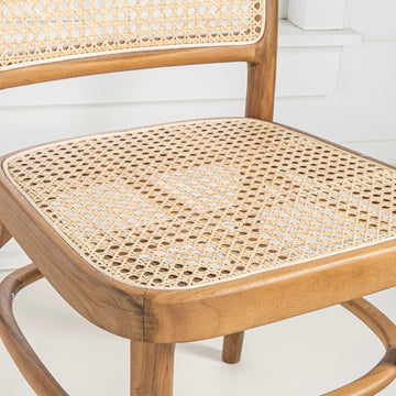 Colmar Mid-Century Vintage Wood Rattan Dining Chair - JONATHAN Y